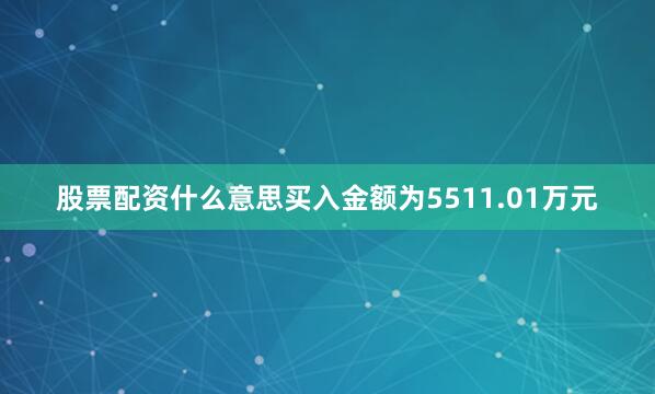 股票配资什么意思买入金额为5511.01万元